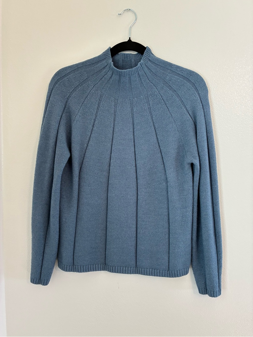 Ann Taylor Slate Blue Ribbed Mock-Neck Sweater small